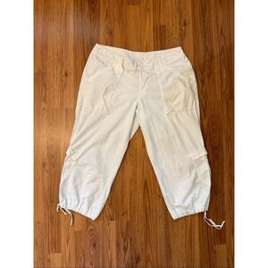 Venezia Women's Ripstop Cotton Blend Stretch Cargo Capri Pants White Size 14